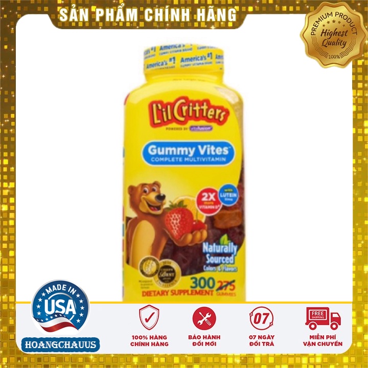 Kẹo Dẻo Bổ Sung Vitamin Gấu Lil'Critter Gummy Vites Multivitamin Complete Cho Trẻ Từ 2 Tuổi 300 Viên ( 2022 )