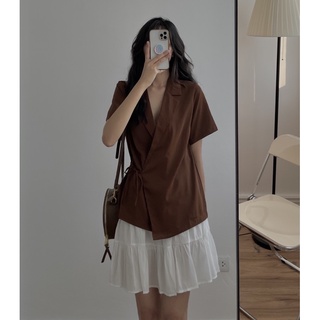 Sơ mi cổ vest buộc chéo 2253