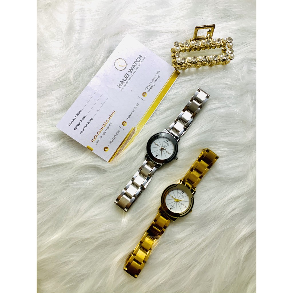 Đồng Hồ Nữ HALEI WATCH Dây trắng mặt trắng, Chống nước chống xước | BigBuy360 - bigbuy360.vn