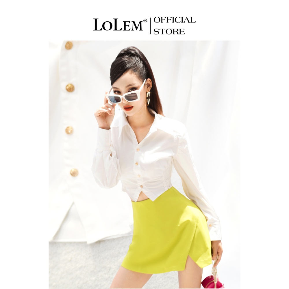Áo sơ mi nữ LOLEM ASM288 nhún eo vải thô Nhật mềm mại co giãn tốt