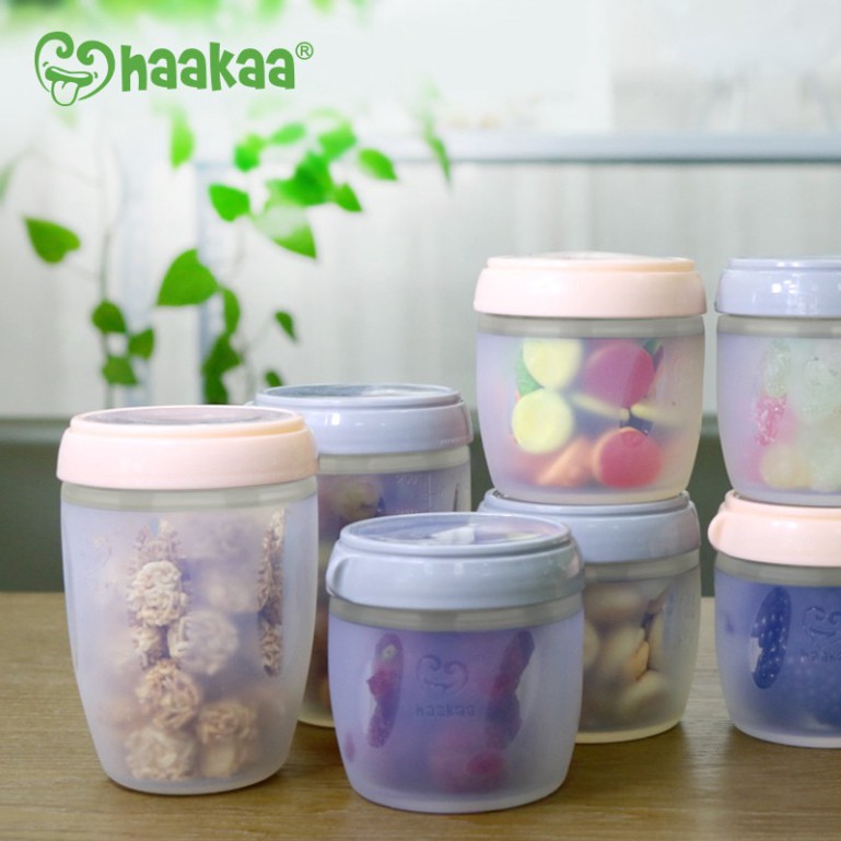 Combo 4 bình trữ sữa, thức ăn silicone Haakaa | Dung tích 160ml và 250ml