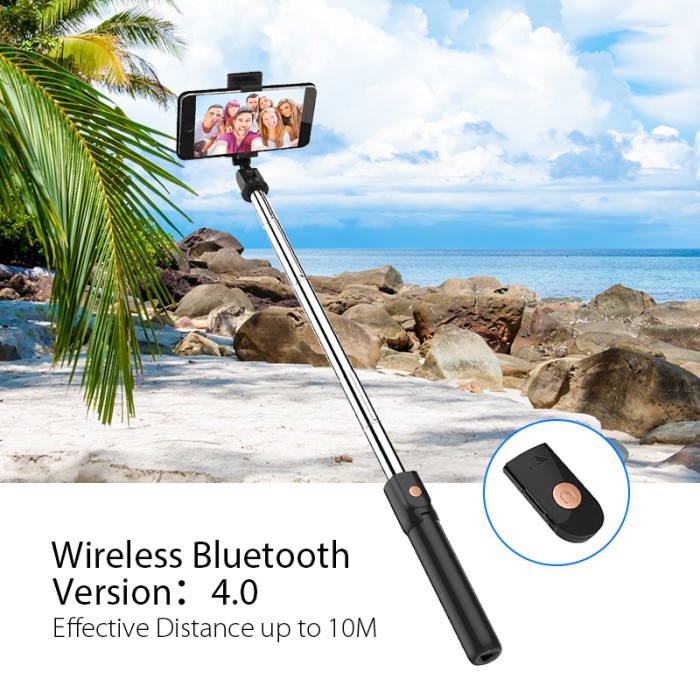 Gậy Chụp Ảnh Tự Sướng Có Chân Đế Điều Khiển Bluetooth Màu Đen Cho Điện Thoại | BigBuy360 - bigbuy360.vn