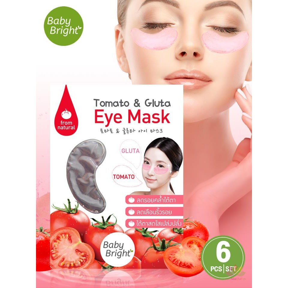 Mặt Nạ Mắt Baby Bright Tomato &amp; Gluta Bright Eye Mask Giảm Thâm Và Dưỡng Sáng