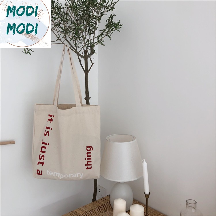 (Freeship từ 50k)Túi Tote Vải TEMPORARY Chất Vintage siêu đẹp (có khóa