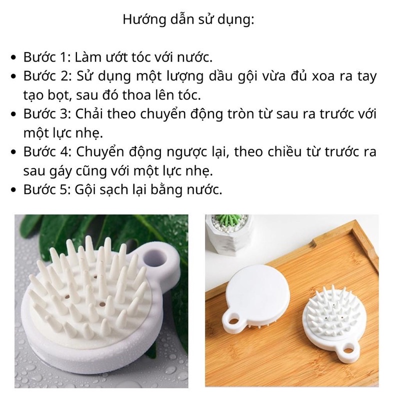 Lược gội đầu bằng silicon mát xa da đầu sạch gàu giảm rụng kích thích mọc tóc
