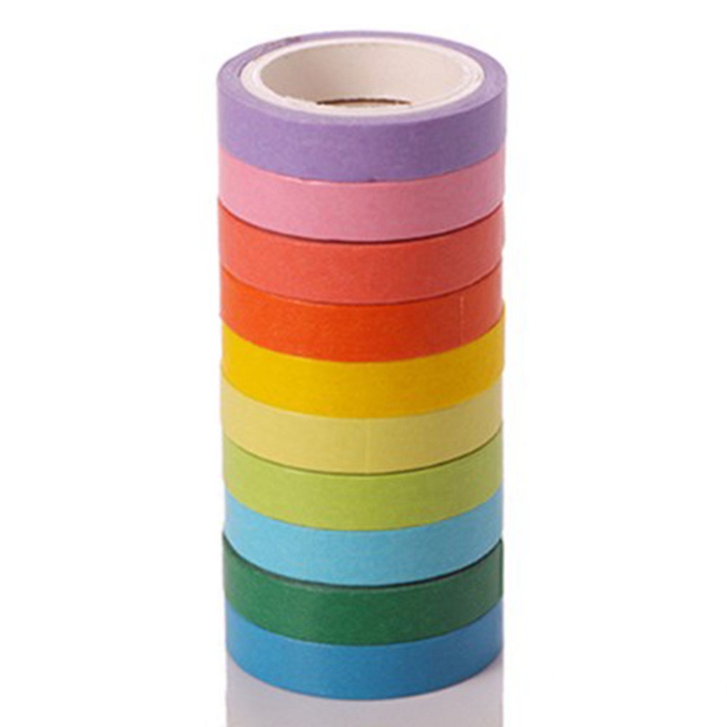 Set 10 cuộn băng keo nhiều màu sắc dùng để trang trí