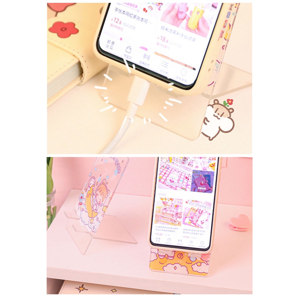 Giá Đỡ Điện Thoại Bằng Acrylic Trong Suốt Hình Thỏ Hoạt Hình Dễ Thương