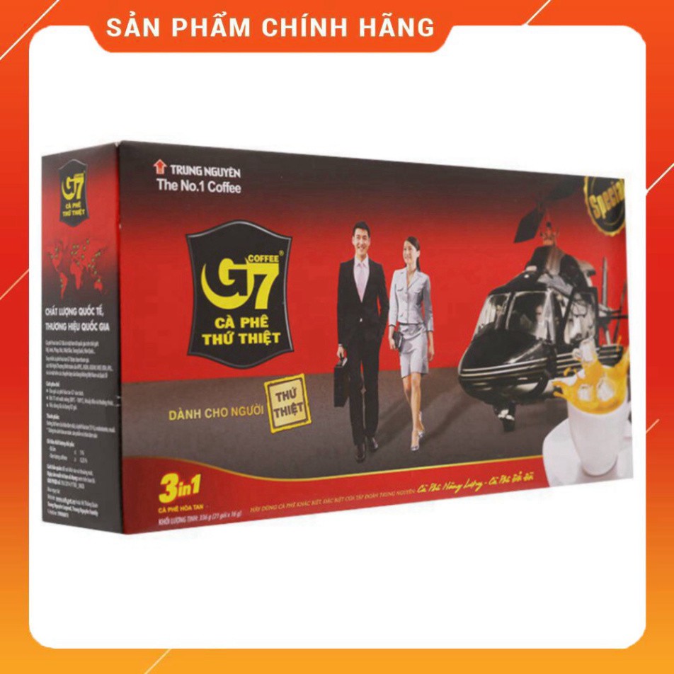 Cà Phê G7 3in1 Hộp 21 Gói x 16g/gói Trung Nguyên Hòa Tan Uống Liền Coffee FREE SHIP Cafe Trung Nguyên G7 3 Trong 1