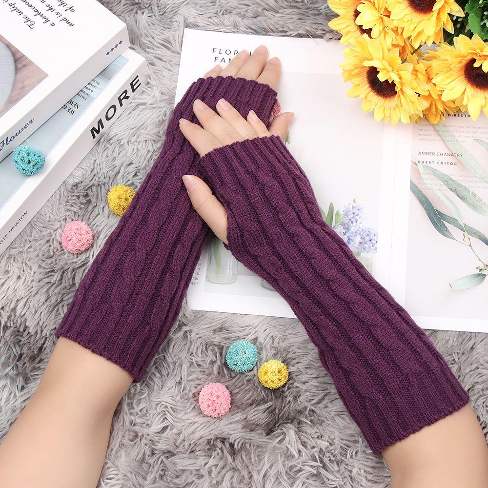 Găng Tay Len Dài 30cm Hở Ngón Co Giãn Dày Dặn Ấm Áp