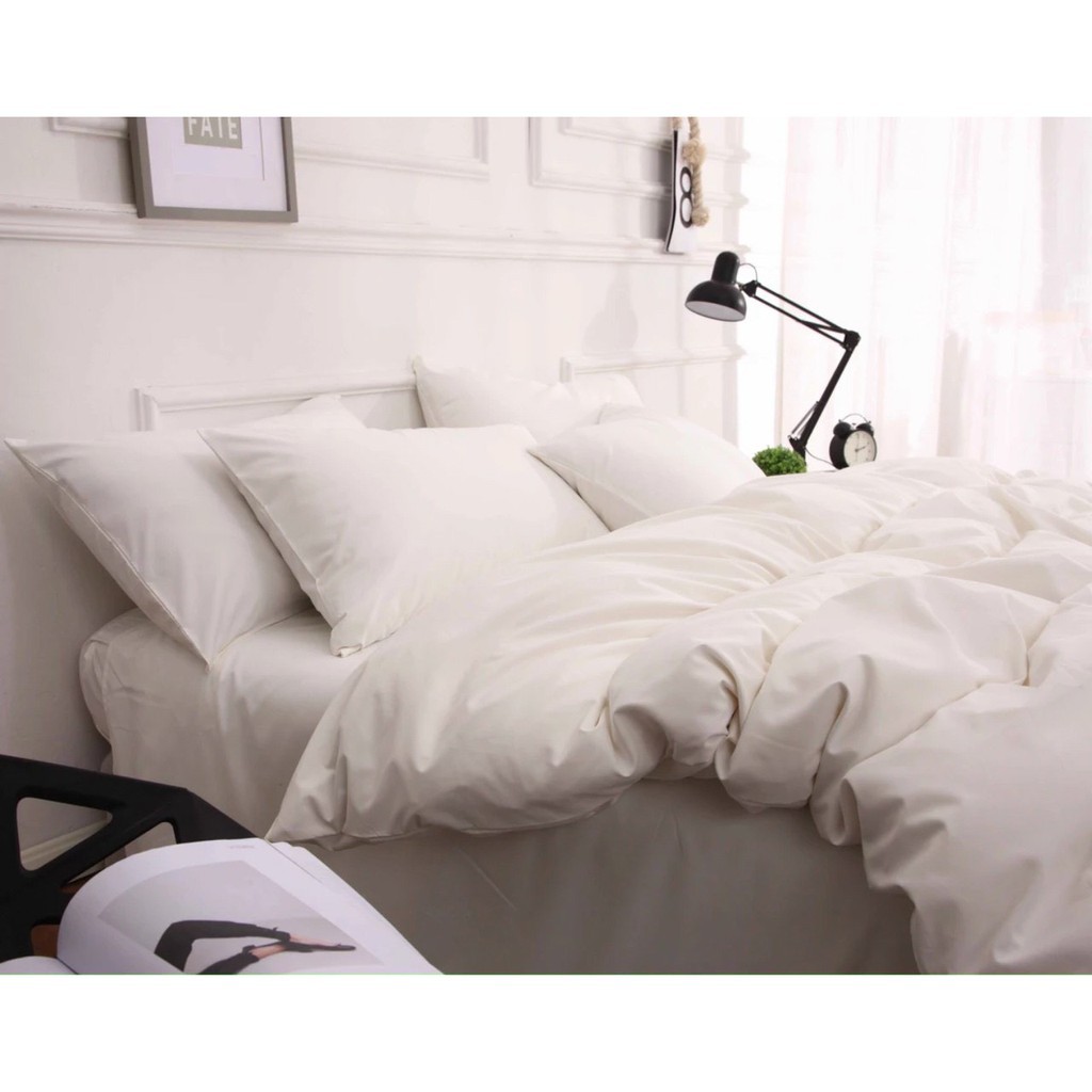 SET chăn ga gối cotton Poly khách sạn 4 mùa - Có sọc và không sọc - KT 2m2x2m