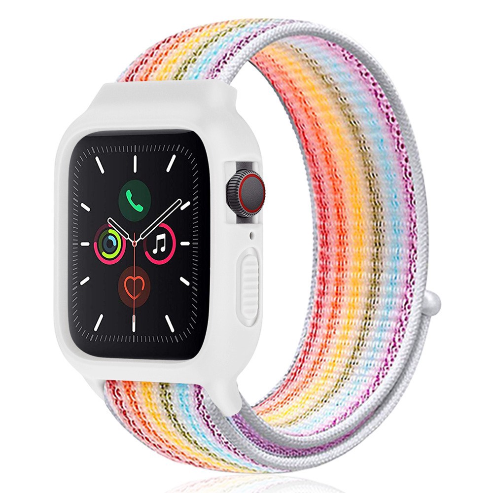 Dây đeo Apple Watch 38/40mm 42/44mm chất liệu nylon dệt mềm mại thoáng khí với vỏ silicon cho iWatch SeriesSE6/5/4/3/2/1