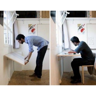 Bàn gấp treo tường thông minh tiện lợi gỗ cao su (60x40 Cm)