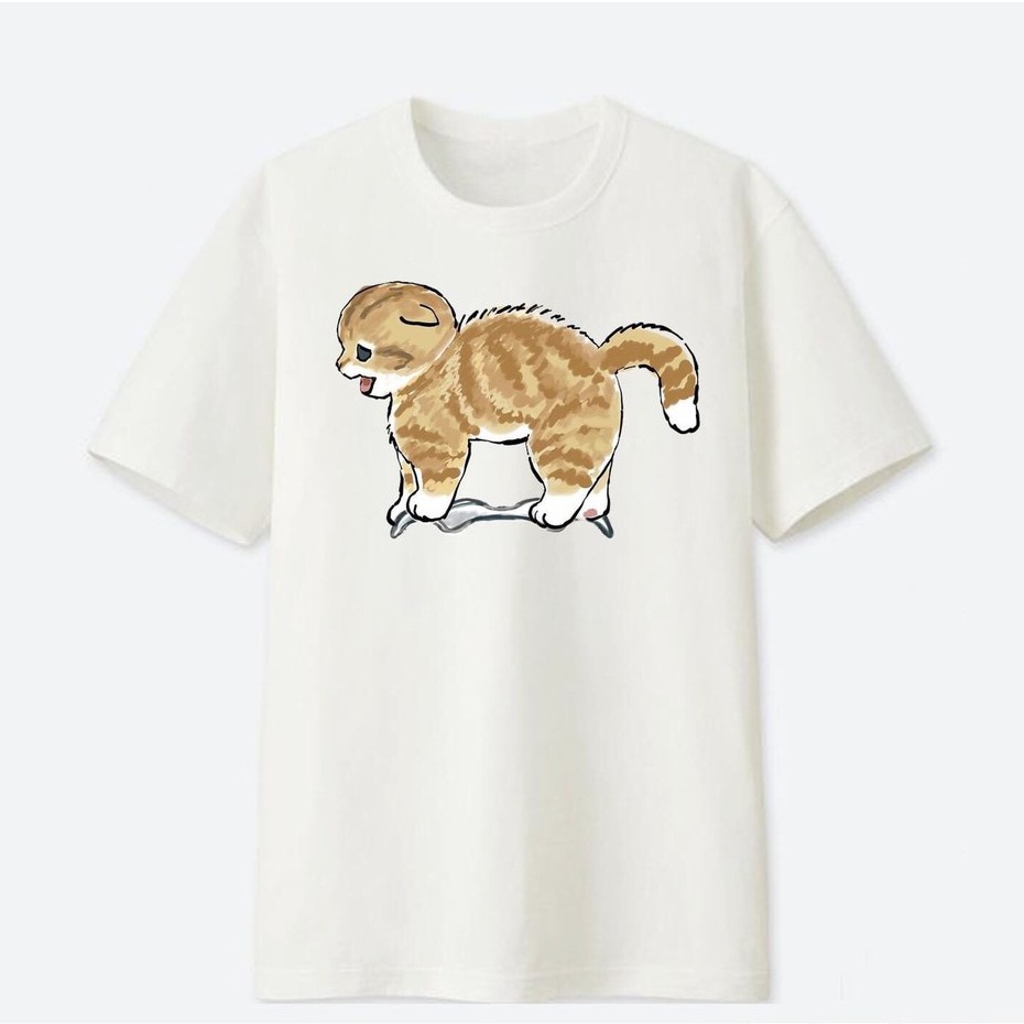 Áo thun Unisex nam nữ cổ tròn form chuẩn đẹp cá tính mèo đáng yêu xù lông