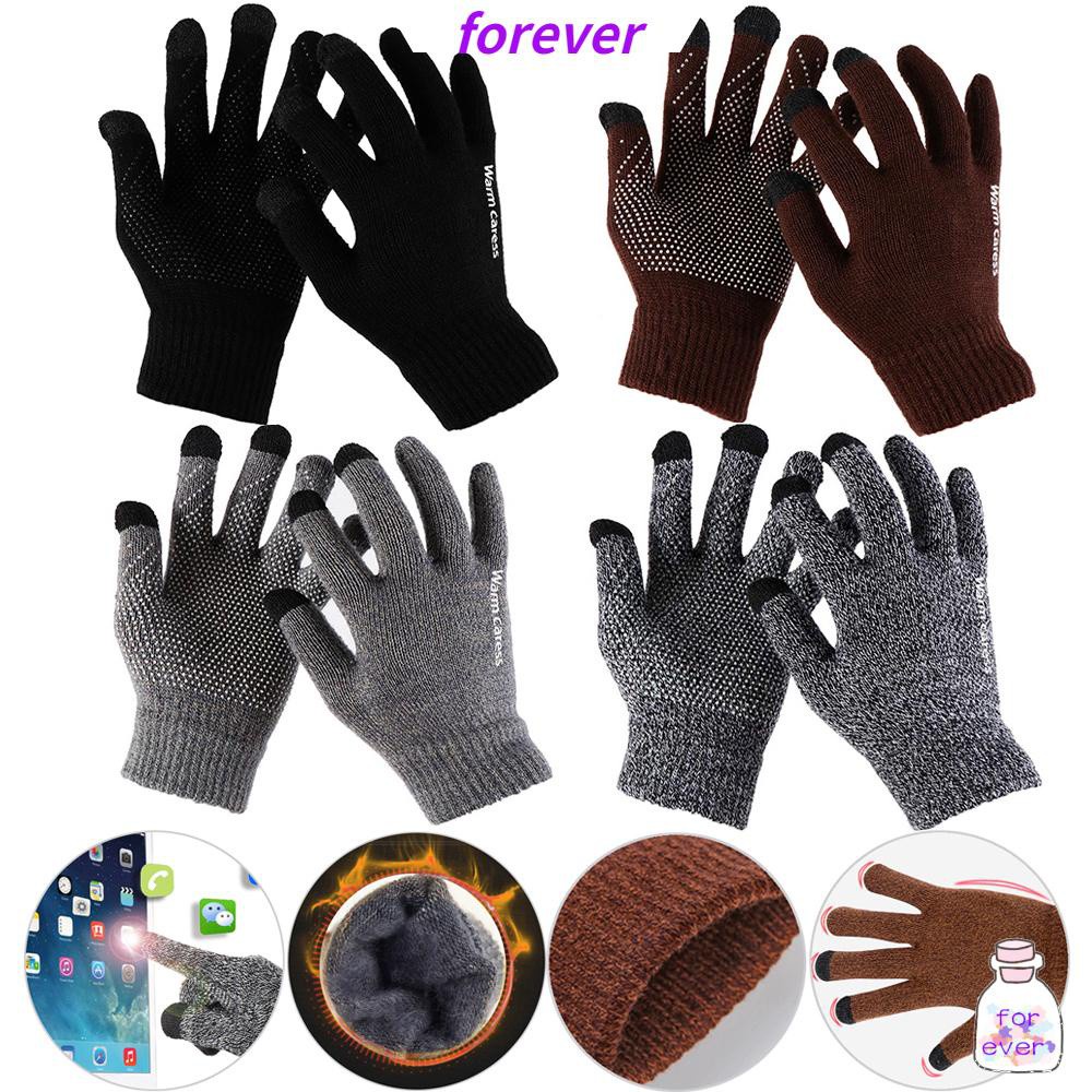 Đôi găng tay len dệt kim chống trượt ấm áp dùng được màn hình cảm ứng nhiều màu sắc tùy chọn thời trang cho nam và nữ