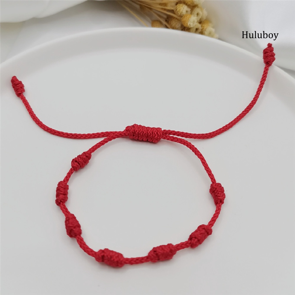 Bộ 2 Vòng Tay Bện Dây Đỏ May Mắn 7 Nút Bảo Vệ Trang Trí Năm Mới