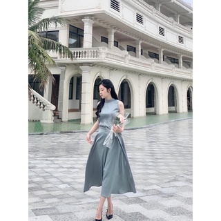 Set váy lụa satin cổ yếm tiểu thư NANSTUDIOS - MARINA SET