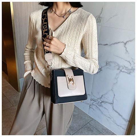 Túi xách nữ túi đeo chéo phối màu dây bản to thời trang thanh lịch LK131