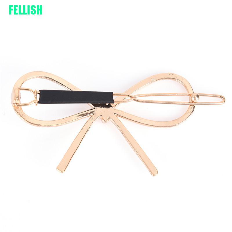 Kẹp tóc hình nơ bằng kim loại kiểu dáng thời trang phong cách vintage dành cho nữ