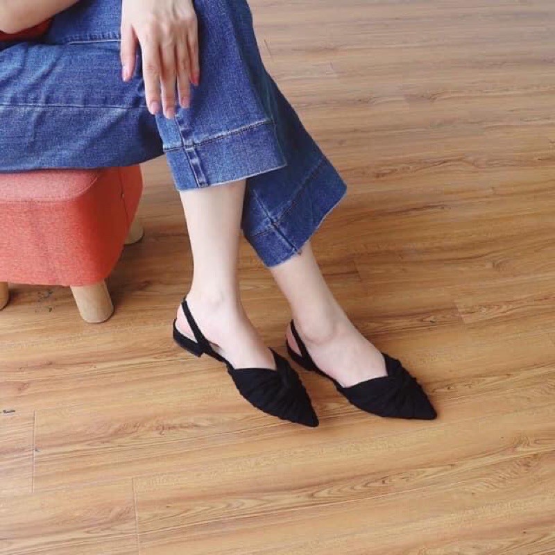 Giày sục nhung mũi nhọn nơ xoắn siêu đẹp | BigBuy360 - bigbuy360.vn