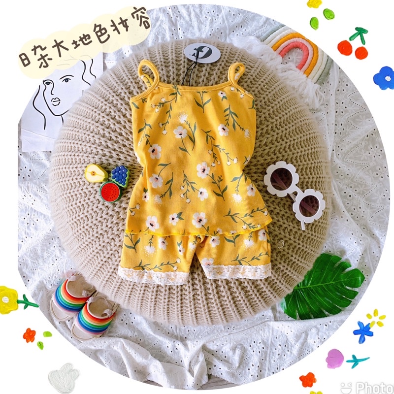 Đồ bộ 2 dây, bộ dây đùi cotton len gân bé gái mát mùa hè