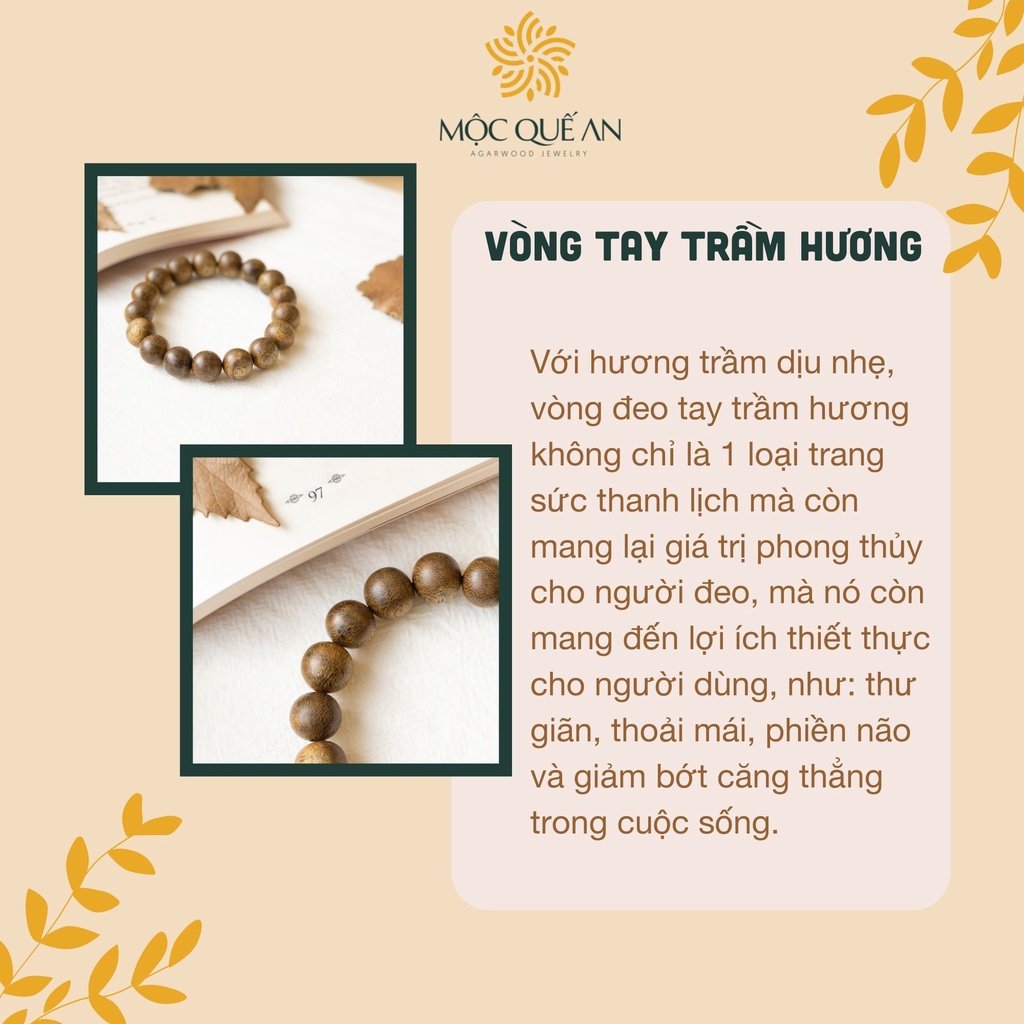 Vòng Tay Trầm Hương Hạt Tròn Đơn 6/8/10/12mm Nam Nữ Phong Thủy May Mắn Bình An