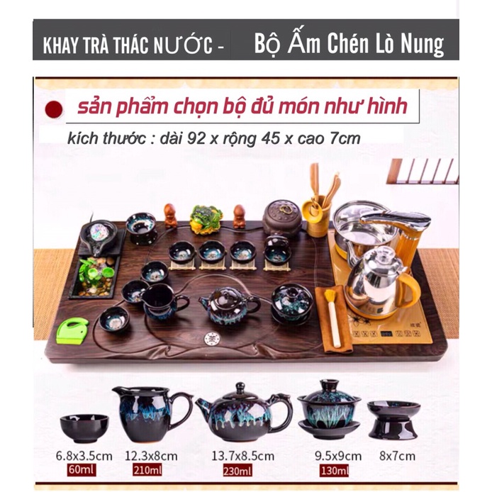 Bàn pha trà điện tự động  khay gỗ thác nước cầu quay  đẹp cao cấp , Bếp đun nước inox cảm ứng đa năng thông minh-CQ 0817