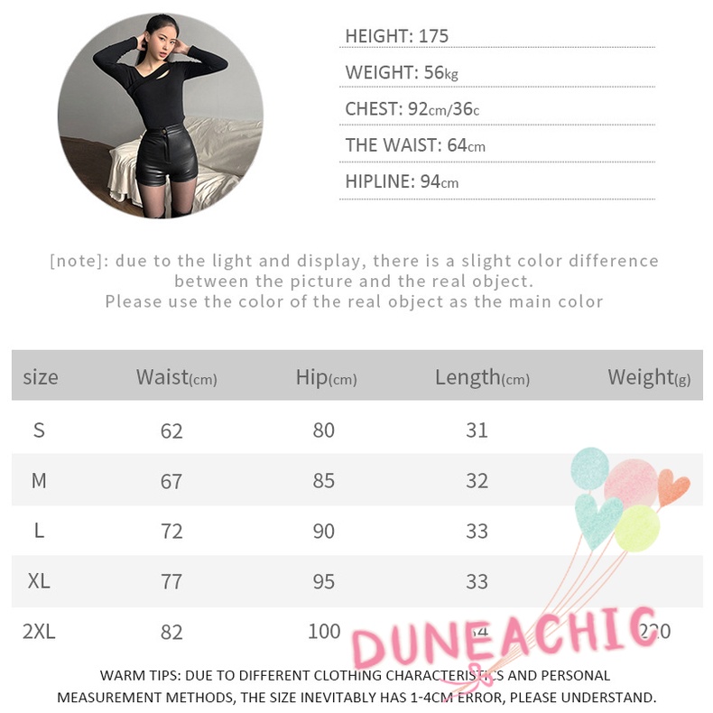 Quần short DUNEA da pu màu đen lưng cao quyến rũ thời trang cho nữ