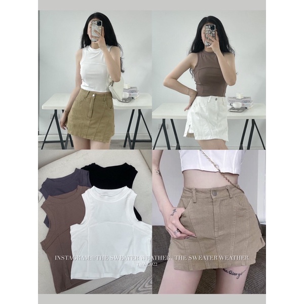 Quần short thô giả váy minizip cut out vạt bên the.sweaterweather TSW