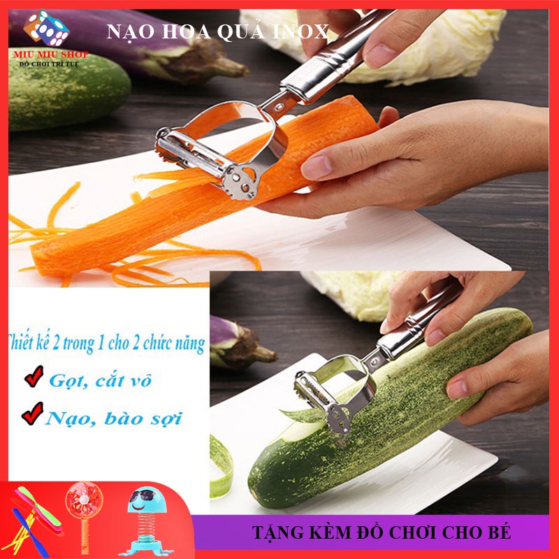 Nạo Rau Củ inox Đa Năng 2 in 1,  Nạo Hoa Quả 2 Lưỡi Bào Sợi Tiện Lợi, Giá Rẻ, Dụng Cụ Nấu Ăn Nhà Bếp