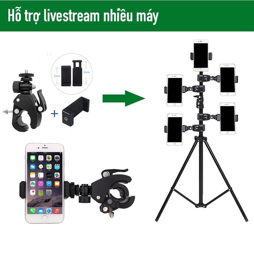 Đầu Gắn Thêm Cho Giá Đỡ Kẹp Điện Thoại Gắn Vào Tripod Hỗ Trợ LiveStream, Quay Phim Nhiều Máy Cùng Lúc