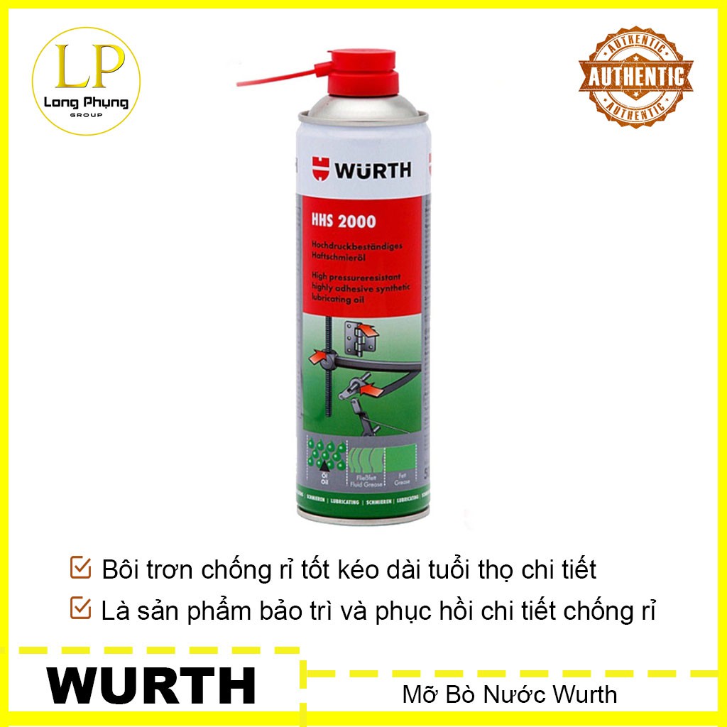 Mỡ Bò Nước Bôi Trơn Wurth HHS 2000 Dạng Xịt Nhập Khẩu Đức [Chính hãng]