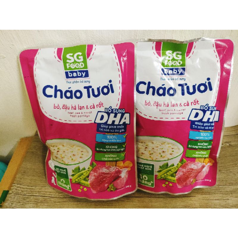 CHÁO TƯƠI BABY SG FOOD GÓI  240g CÁC VỊ DÀNH CHO BÉ TỪ 10 THÁNG +