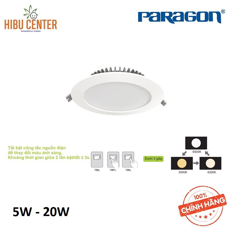 Đèn LED Paragon Downlight Âm Trần Có Đổi Màu (PRDYY Series) - 5W/ 7W/ 9W/ 12W/ 20W. Hàng Chính Hãng – HIBUCENTER