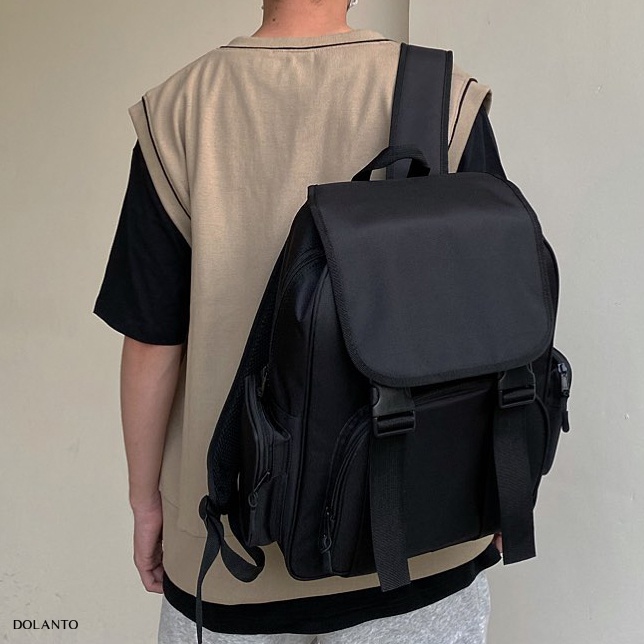 Balo Đi Học DAYPACK Chống Nước Cao Cấp Thời Trang Rẻ Đẹp Nhẹ Vải Canvas Đen Đựng Laptop Đi Chơi Du Lịch Nam Nữ DOLANTO