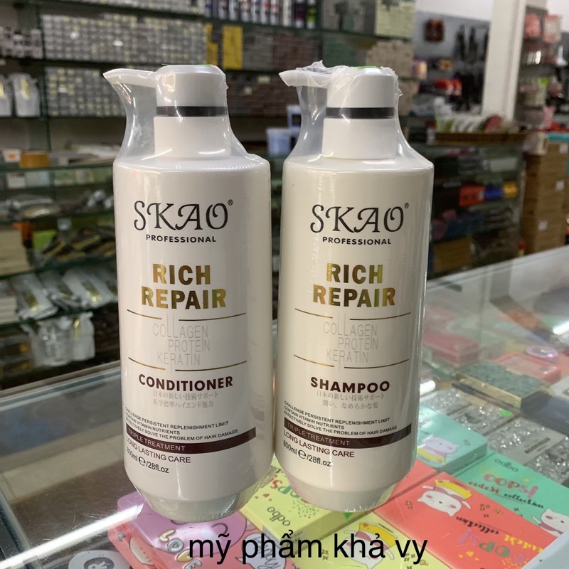 Bộ Dầu Gội Xả SKAO RICH REPAIR Cao Cấp Thơm Mềm Mượt 800mlx2