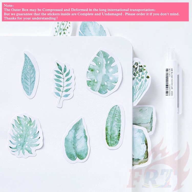 Hộp 45 miếng hình dán họa tiết cây cối tông màu xanh lá dùng trang trí DIY