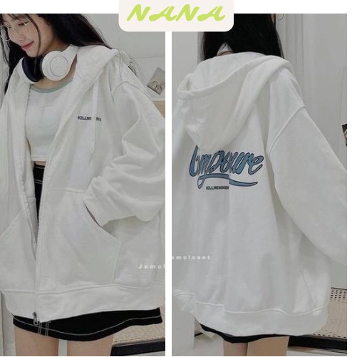 Áo khoác ngoài họa tiết chữ COMBO/ Áo hoodie unisex khóa kéo phom rộng chất nỉ dày dặn style Hàn quốc Nanashop