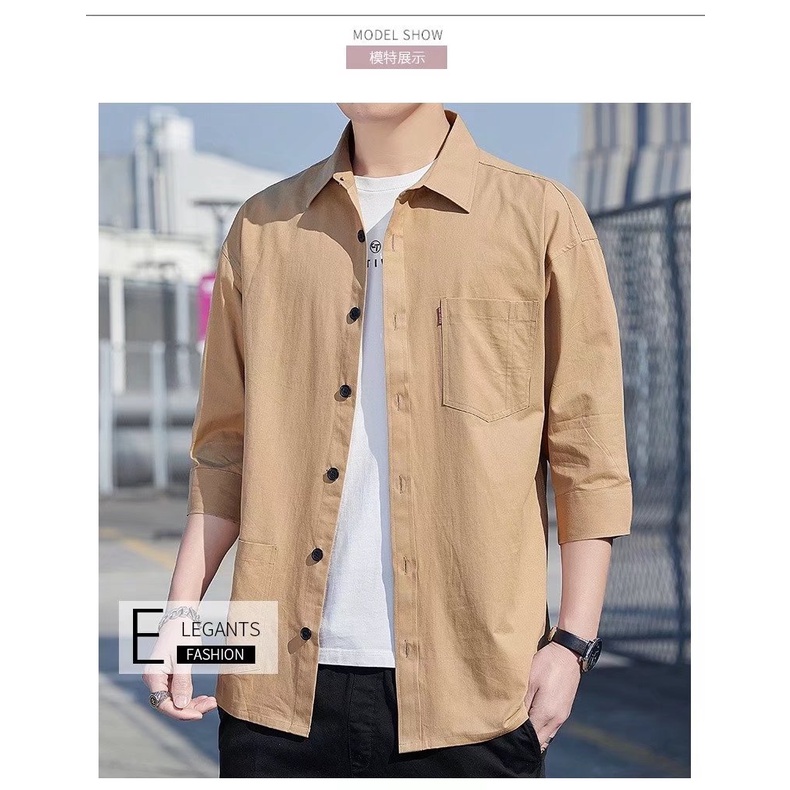 Áo Sơ Mi Nam Tay Lửng Kiểu Dáng Thời Trang Phong Cách Hàn Quốc