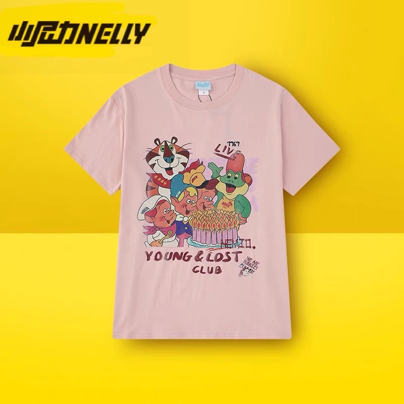 [Có sẵn] Áo thun Nelly heybig young lost trắng hồng