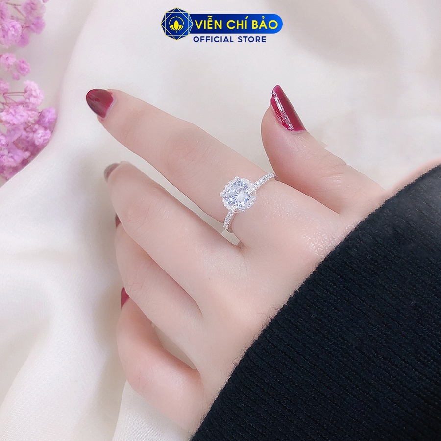 Nhẫn bạc nữ đá tròn chất liệu bạc S925 thời trang phụ kiện trang sức nữ trẻ trung Viễn Chí Bảo N400400x