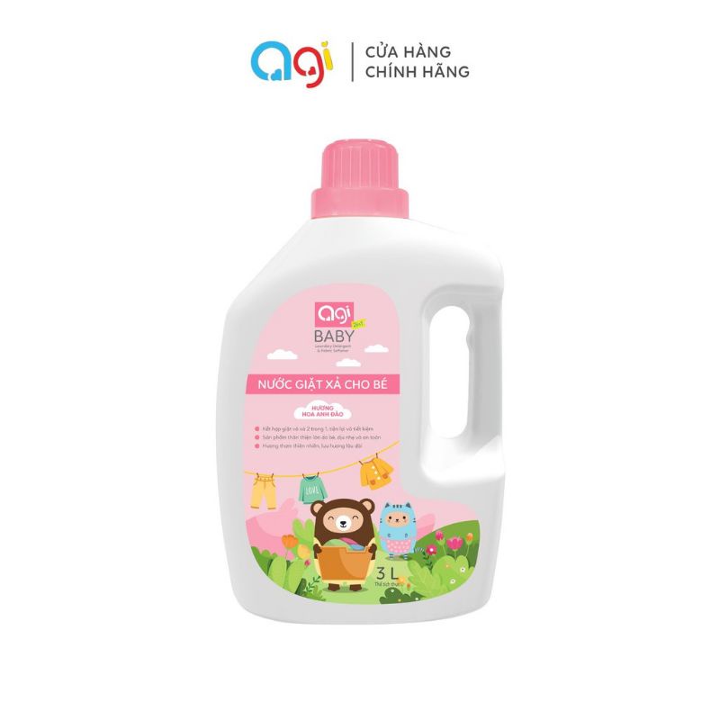 Nước giặt xả agi cho bé chai 3000ml hương phấn và hoa anh đào