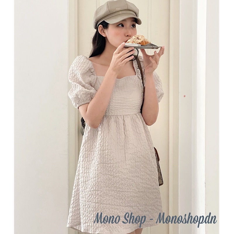 Đầm gấm xốp cột nơ lưng dáng babydoll mặc được hai kiểu Ảnh thật/ sẵn | BigBuy360 - bigbuy360.vn