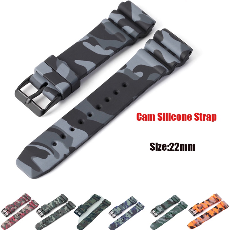 Dây Đeo Đồng Hồ Thể Thao Bằng Cao Su Silicone Mềm Họa Tiết Rằn Ri Chống Thấm Nước 22mm