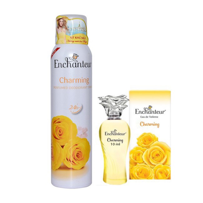 Combo Enchanteur Charming: Xịt khử mùi Hương nước hoa 150ml +Nước hoa mini 10ml