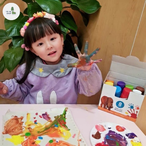 Hộp màu vẽ tay Finger Paint Mideer 8 tuyp 60ml, màu vẽ tay làm tư hữu cơ, an toàn cho trẻ, MD4110