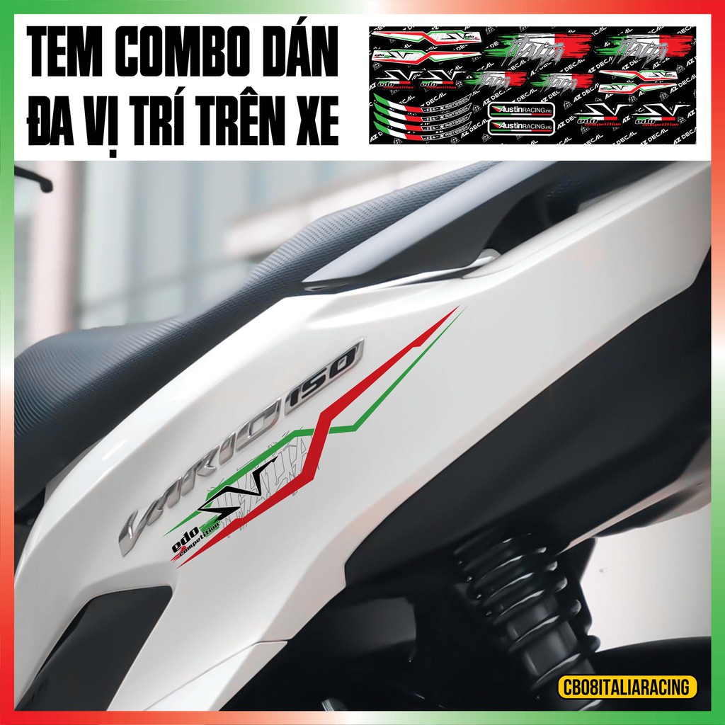 Tem Xe Italia Racing Dán Đa Vị Trí | CB08ITALIARACING | Chất Liệu PVC 5 Lớp Dán Cho Mọi Dòng Xe