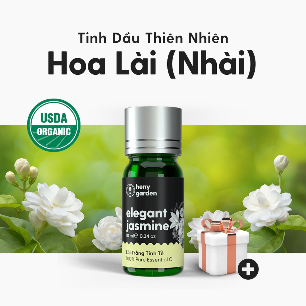 Tinh Dầu Hoa Lài Organic Nguyên Chất Đậm Đặc Xông Thơm Phòng, Làm Nến Thơm Thiên Nhiên, Giúp Dễ Ngủ Heny Garden 10mL