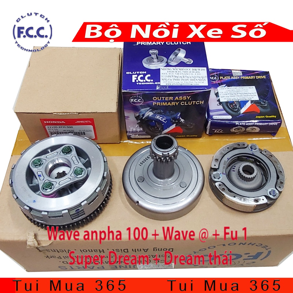 Bộ nồi dành cho xe Wave Alpha 100, Wave @, Future 1, Super Dream, Dream thái zin hãng Honda và FCC