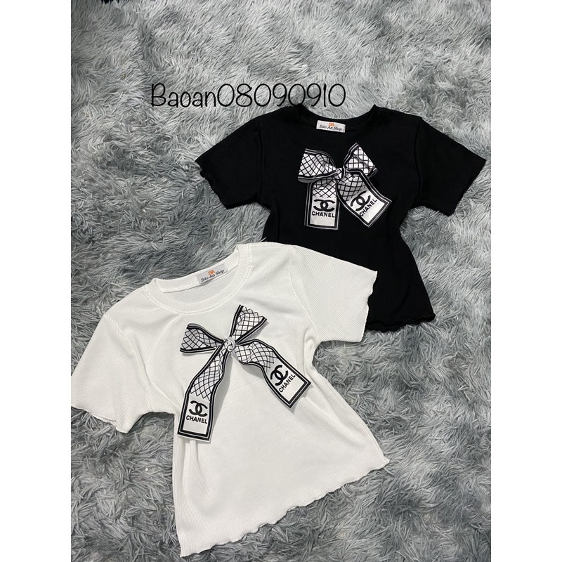 Áo croptop phối nơ chất vải thun 4 chiều Free Size dưới 53kg dành cho nữ (Video)