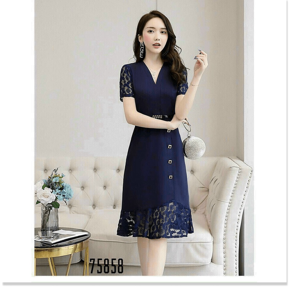 ĐẦM VOAN LỤA ÔM NỮ SIÊU XINH KÈM NỊT TÔN DÁNG CHO QUÝ CÔ KME FASHION